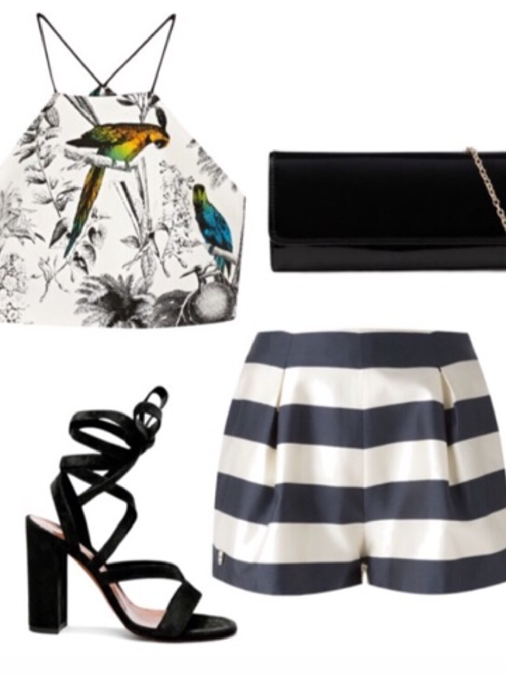 「cropped、Gianvito Rossi、heels、MILLY、phillip plein、printed、Saddle Shoe、shorts、top」｜Ali Levineさん（レディース）の夏コーディネートの1枚目の写真