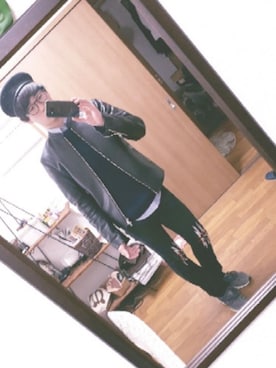 「リドム」｜「アイテム（ハンチング/ベレー帽）」を使った、RENYA∞@REBERTASさん（メンズ・169cm）の春コーディネート