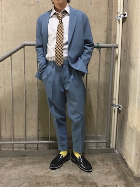 「アイテム（トップス、ブラウン系）」を使った、タマちゃんさん（メンズ・168cm）の春コーディネート