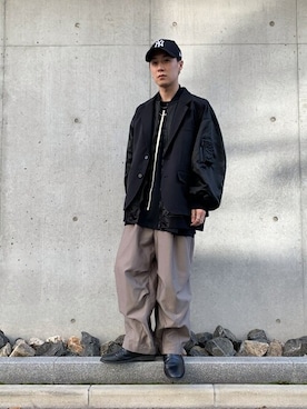 「アイテム（MA-1）」を使った、タマちゃんさん（メンズ・168cm）の春コーディネート