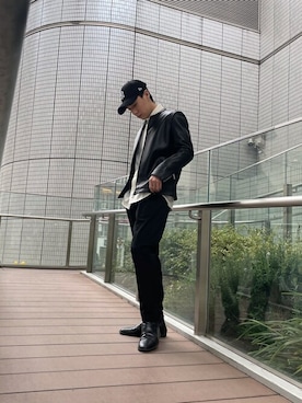 「アイテム（ライダースジャケット）」を使った、タマちゃんさん（メンズ・168cm）の春コーディネート