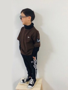 「Lee（リー）のアイテム（Tシャツ/カットソー）」を使った、syun★さん（キッズ・110cm）の秋コーディネート