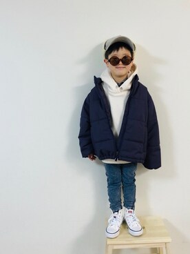 「アイテム（その他アウター、パープル系）」を使った、syun★さん（キッズ・110cm）の冬コーディネート