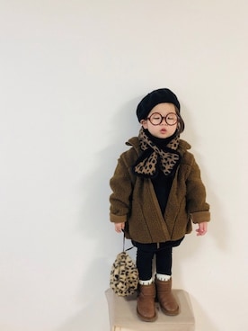 「ブラウンコーデ」｜「アイテム（ラッピングキット）」を使った、syun★さん（キッズ・110cm）の冬コーディネート