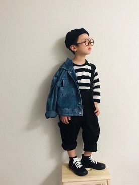 「5歳」｜「アイテム（デニムジャケット）」を使った、syun★さん（キッズ・110cm）の春コーディネート