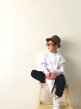 「白いスニーカー」｜「アイテム（パンツ）」を使った、syun★さん（キッズ・110cm）の春コーディネート