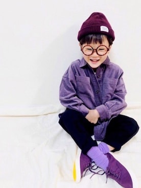 「AZUL by moussy（アズールバイマウジー）のアイテム（帽子）」を使った、syun★さん（キッズ・110cm）の秋コーディネート
