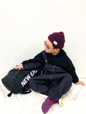 「AZUL by moussy（アズールバイマウジー）のアイテム（帽子）」を使った、syun★さん（キッズ・110cm）の秋コーディネート