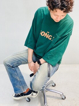 「UNIQLO（ユニクロ）の50色ソックス（消臭機能付き）（ソックス/靴下）」を使った、NEPENTHES美容師 渡辺さん（メンズ・169cm）の夏コーディネート