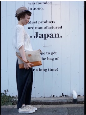 「帽子」｜「アイテム（クラッチバッグ）」を使った、阪本 ケイコさん（レディース・160cm）の冬コーディネート