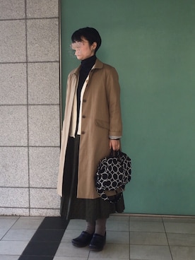 「YAECA（ヤエカ）のアイテム（その他パンツ）」を使った、ヤエコさん（レディース・162cm）の冬コーディネート