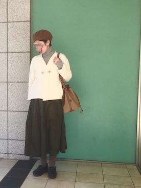 「YAECA（ヤエカ）のアイテム（その他パンツ）」を使った、ヤエコさん（レディース・162cm）の冬コーディネート