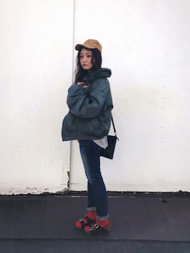 「alpha」｜「アイテム（ブルゾン）」を使った、bakeさん（レディース・160cm）の春コーディネート