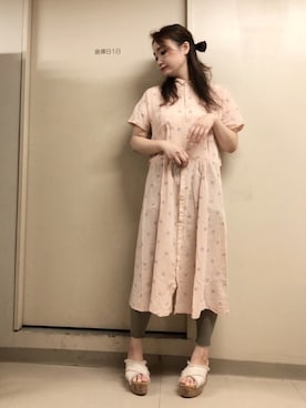 「パジャマ」｜「アイテム（シャツワンピース）」を使った、bakeさん（レディース・160cm）の夏コーディネート