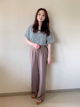 「ウエストイン」｜「アイテム（セットアップ）」を使った、bakeさん（レディース・160cm）の夏コーディネート
