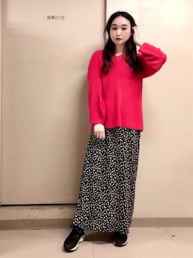 「OZOC（オゾック）のアイテム（ニット/セーター）」を使った、bakeさん（レディース・160cm）の冬コーディネート