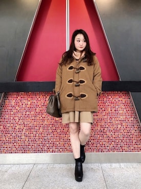「ブラウンコーデ」｜「アイテム（ダッフルコート）」を使った、bakeさん（レディース・160cm）の冬コーディネート