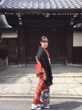 「kimono」｜「アイテム（その他）」を使った、Yi-Ying Kuoさん（レディース・162cm）の夏コーディネート