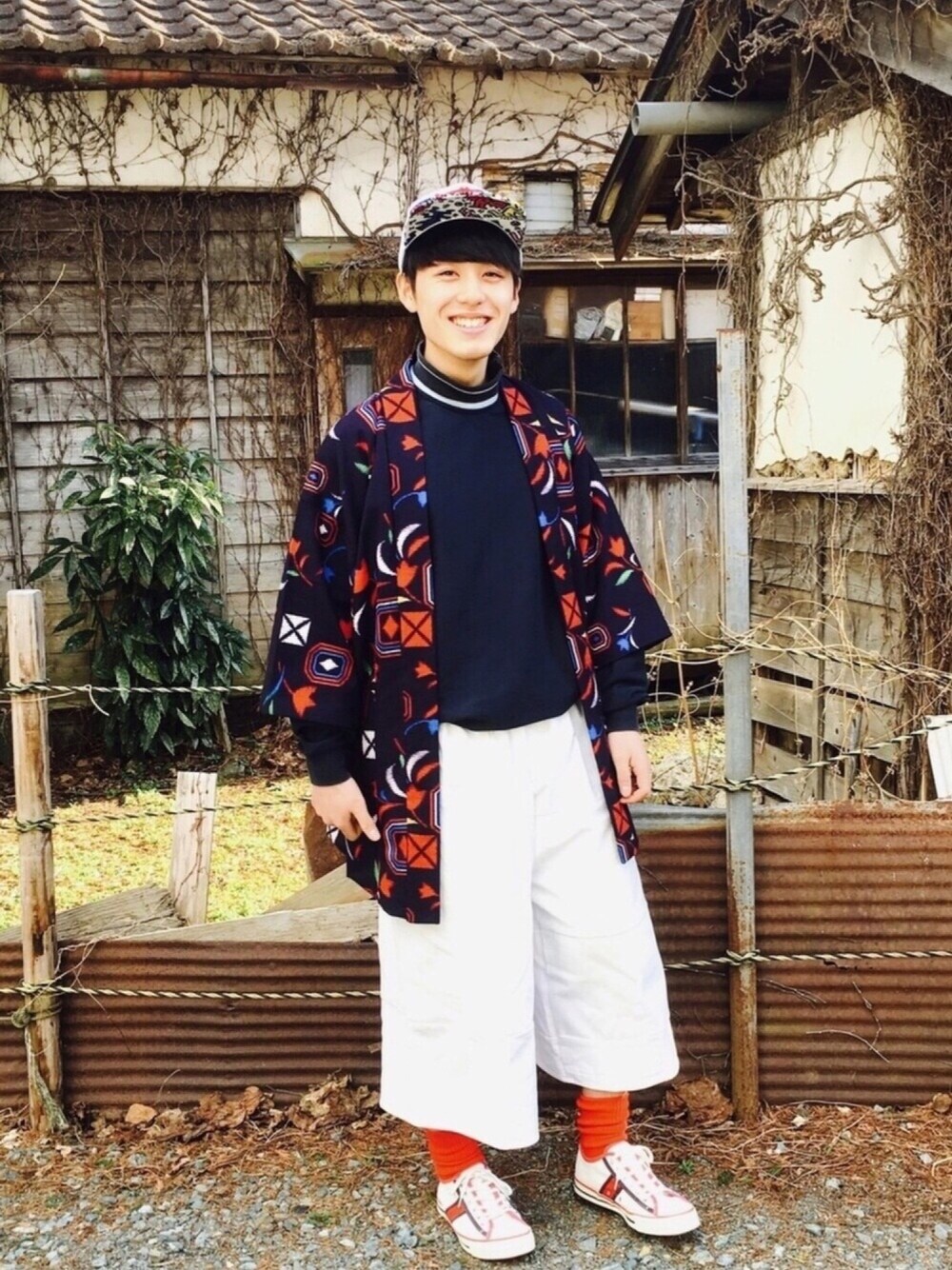 浴衣を使った「ガウチョパンツ」の人気ファッション