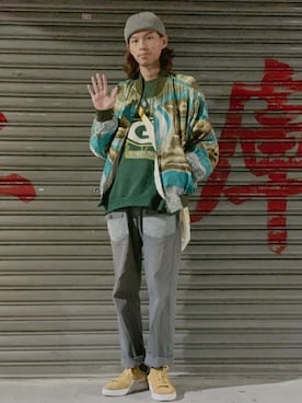「5（ファイブ）のアイテム（帽子）」を使った、BRICKさん（メンズ・171cm）の冬コーディネート