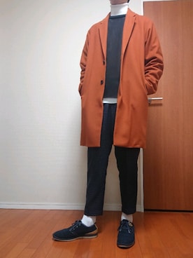 「JOURNAL STANDARD relume（ジャーナルスタンダード　レリューム）のアイテム（チェスターコート）」を使った、sho8さん（メンズ・181cm）の秋コーディネート