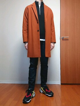 「JOURNAL STANDARD relume（ジャーナルスタンダード　レリューム）のアイテム（チェスターコート）」を使った、sho8さん（メンズ・181cm）の冬コーディネート