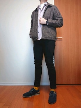 「スエードシューズ」｜「アイテム（ブルゾン）」を使った、sho8さん（メンズ・181cm）の冬コーディネート
