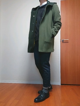 「zozoデニム」｜「アイテム（ステンカラーコート）」を使った、sho8さん（メンズ・181cm）の冬コーディネート
