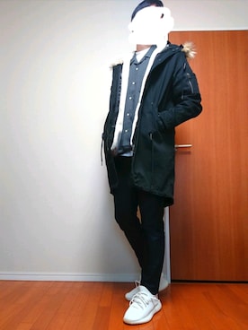 「EMMA CLOTHES（エマクローズ）のアイテム（モッズコート）」を使った、sho8さん（メンズ・181cm）の冬コーディネート