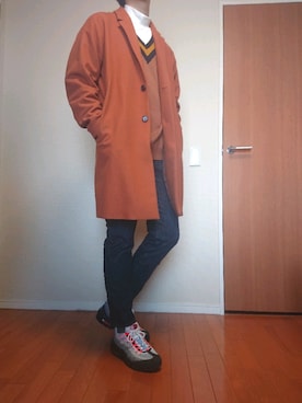「JOURNAL STANDARD relume（ジャーナルスタンダード　レリューム）のアイテム（チェスターコート）」を使った、sho8さん（メンズ・181cm）の冬コーディネート