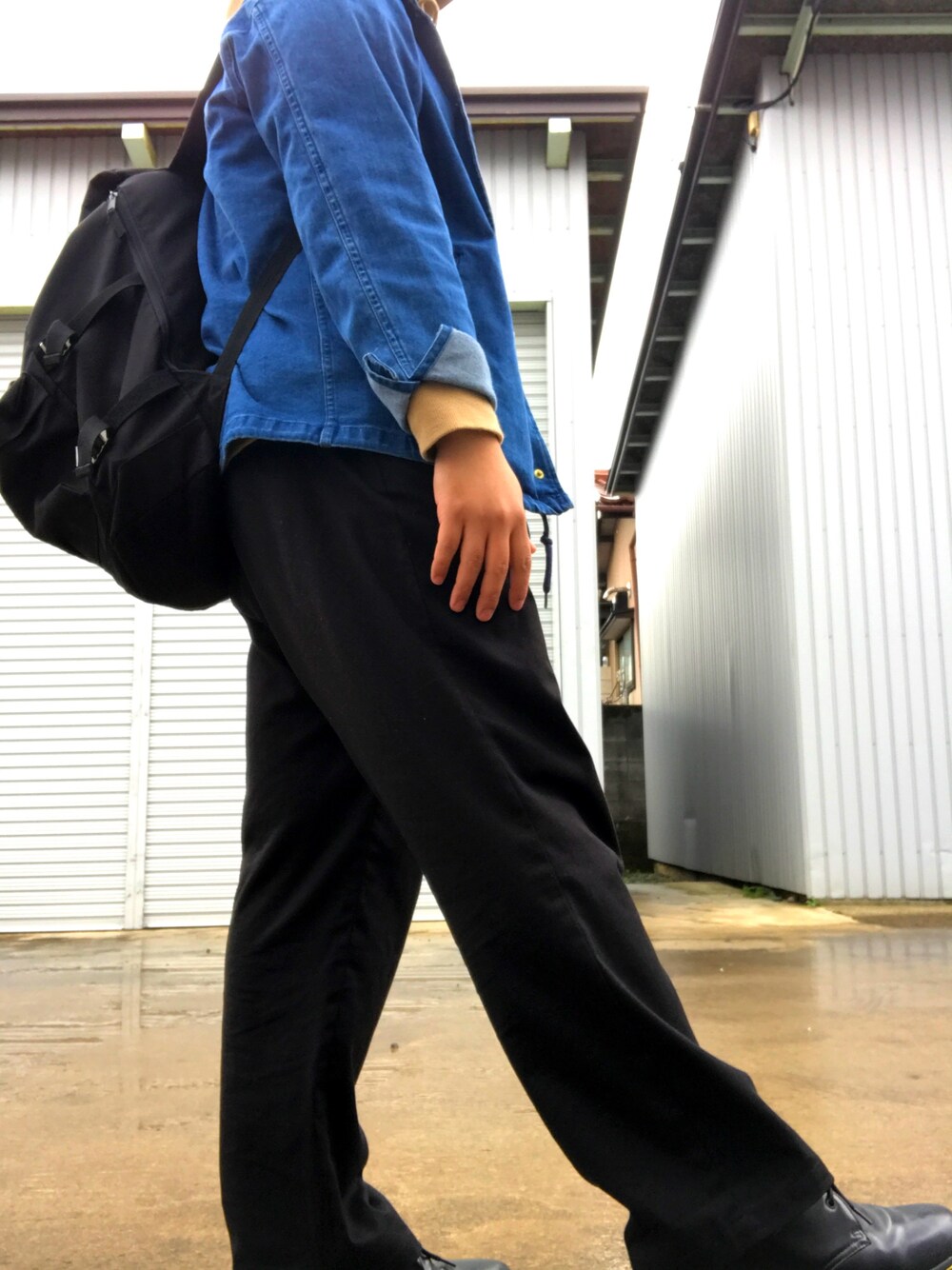 「古着MIX、ゆるコーデ」｜「GUのアイテム（ブルゾン、ブルー系）」を使った、Junichi Hirakiさん（メンズ・170cm）の秋コーディネートの1枚目の写真