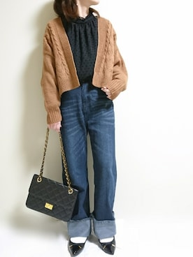 「シフォンブラウス」｜「アイテム（その他）」を使った、CHAMUさん（レディース・149cm）の冬コーディネート