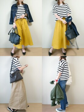 「ハイウエストストレートジーンズ」｜CHAMUさん（レディース・149cm）の春コーディネート