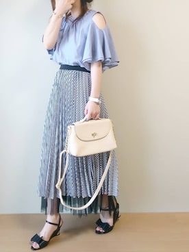 「SENSE OF PLACE by URBAN RESEARCH（センスオブプレイスバイアーバンリサーチ）のギンガムチェックリバーシブルスカート（スカート）」を使った、CHAMUさん（レディース・149cm）の夏コーディネート