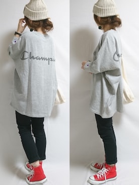「にゃー」｜「アイテム（ニットキャップ/ビーニー）」を使った、CHAMUさん（レディース・149cm）の秋コーディネート