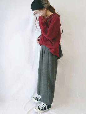 「アイラブCONVERSE」｜CHAMUさん（レディース・149cm）の冬コーディネート