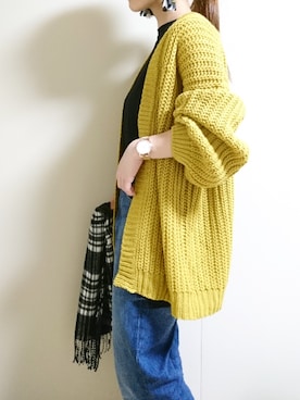 「ハイウエストストレートジーンズ」｜「アイテム（その他）」を使った、CHAMUさん（レディース・149cm）の冬コーディネート