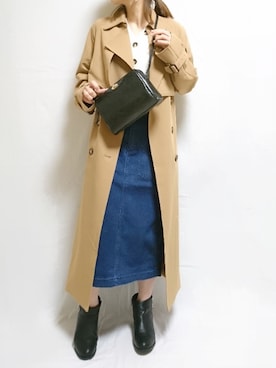 「2PINK（ツーピンク）の【2PINK×しまむら】トレンチコート（トレンチコート）」を使った、CHAMUさん（レディース・149cm）の冬コーディネート