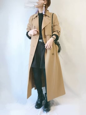 「2PINK（ツーピンク）の【2PINK×しまむら】トレンチコート（トレンチコート）」を使った、CHAMUさん（レディース・149cm）の冬コーディネート