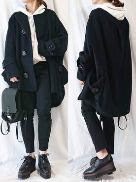 「mercibeaucoup,（メルシーボークー）のアイテム（その他アウター）」を使った、CHAMUさん（レディース・149cm）の冬コーディネート