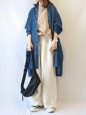 「LEE」｜「アイテム（チュニック）」を使った、CHAMUさん（レディース・149cm）の春コーディネート