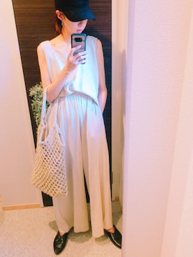 「DHOLIC（ディーホリック）のアイテム（オールインワン・サロペット）」を使った、nikoさん（レディース・155cm）の夏コーディネート