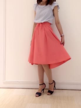 「オレンジスカート」｜みじゅ♡さん（レディース・169cm）の夏コーディネート