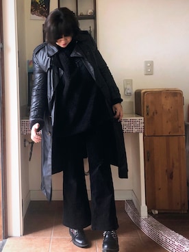 「ボア」｜「アイテム（トレンチコート）」を使った、sarryさん（レディース・162cm）の冬コーディネート