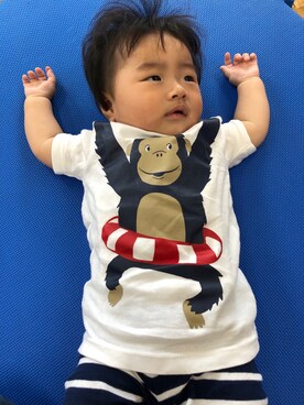 「Carter's（カーターズ）のアイテム（トップス）」を使った、りくさん（キッズ・60cm）の夏コーディネート