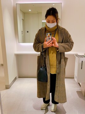 「kutir（クティール）のアイテム（チェスターコート）」を使った、AKNさん（レディース・164cm）の冬コーディネート