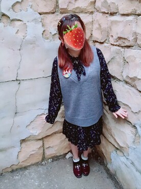 「アイテム（アクセサリー、レッド系）」を使った、イチコ🌿🍓さん（レディース・155cm）の春コーディネート