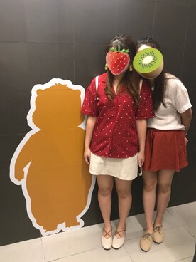 「red」｜「アイテム（サンダル）」を使った、イチコ🌿🍓さん（レディース・155cm）の夏コーディネート