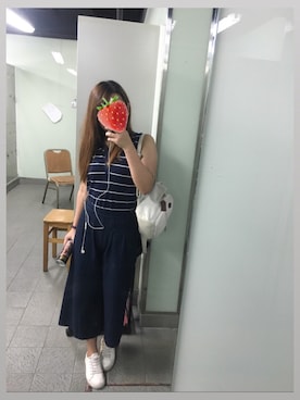 「blue」｜「アイテム（バックパック/リュック）」を使った、イチコ🌿🍓さん（レディース・155cm）の夏コーディネート
