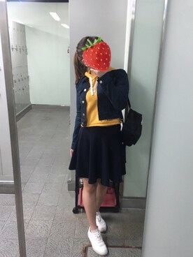 「blue」｜「アイテム（デニムジャケット）」を使った、イチコ🌿🍓さん（レディース・155cm）の春コーディネート